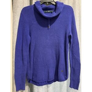 Lauren Ralph Lauren Purple Womens Size M Long sleeve Tie Neck Sweater LOGO EUC